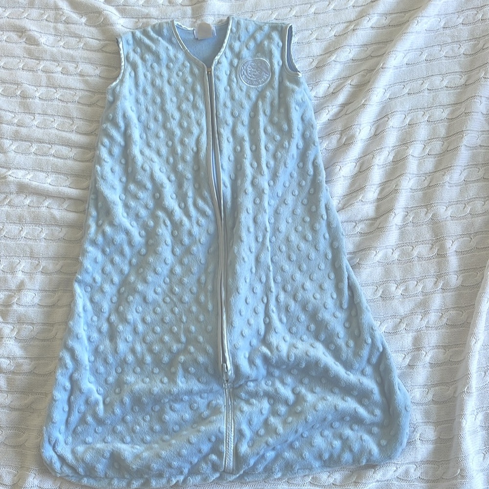 Halo plush sleep sack medium 16 to 24 lbs blue two way zip 6 to 12 months